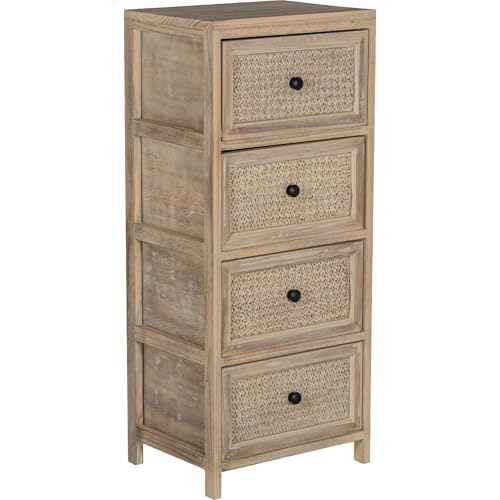 CAJONERA MADERA C/4 CAJONES MIMBRE, MADERA PAULOWNIA_40X30X94CM CAJONES:36X28X19CM
