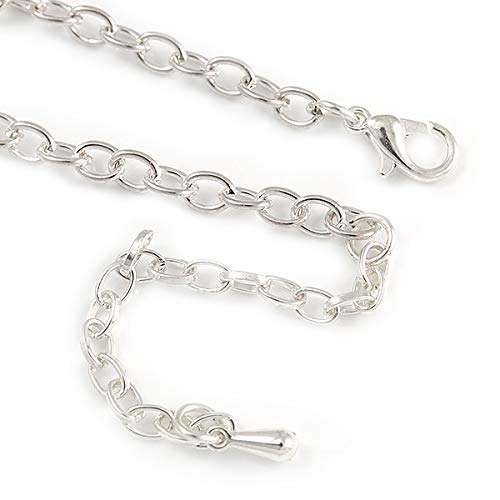 Juego de collar de hoja esmaltada mate y pendientes de tuerca de plata clara ajustables de 44cm 4