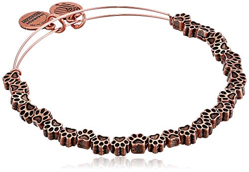 Alex and Ani Women's Paw Print Beaded Bangle Bracelet, Rafaelian Antique Rose