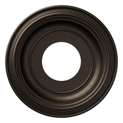 Image of Ekena Millwork 10 inchOD x 3 1 /2 inchID x 1 1 /8 inchP Traditional Thermoformed PVC Ceiling Medallion (Fits Canopies up to 5 1 /2 inch), Metallic Black Night