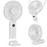 ハンディファン リズム 小型 手持ち扇風機 強力 2025新設計 jis認証 大風量 静音 3WAY (手持ち 首掛け 卓上)携帯扇風機 折り畳み 5段階風量調整 LEDディスプレイ表示 USB充電 type-C 対応 ストラップ付き ホワイト