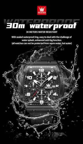 Image of OLEVS Mens Watches Stylish Chronograph Waterproof Luminous Silicon Strap Multifunction Watches for Men Business Men Wrist Watch