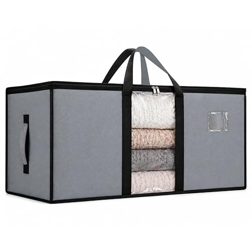 Image of Storite Jumbo Super-Size 78L Canvas Moisture Proof MultiPurpose Heavy Duty Storage Bag for Toys /Stationery /Blankets /Clothes /Moving Bag With Strong Reinforced Handles Rectangular Grey (84x26x36cm)
