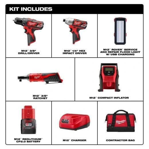 Tools 12-Volt Lithium-Ion 1/4 Cordless Impact Driver Kit 2462