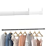 Kleiderstange Schrank 25mm, Kleiderstange Ausziehbar mit 2 Halterung, Oval Kleiderschrank Stange f&uuml;r Kleiderschrank, Fenster (Wei&szlig;, L&auml;nge 43-101 cm)