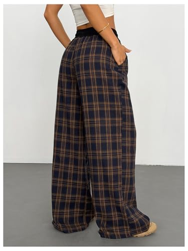 Image of SOLY HUX Women's Plaid Checkered Pants Flannel Pajama Pants with Pockets