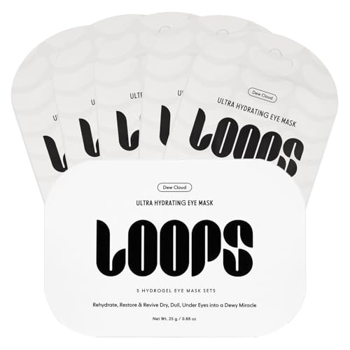 LOOPS Dew Cloud Ultra Hydrating Hydrogel Korean Eye Masks - Hydrates & Replenishes Tired Under Eyes Helps Reduce Puffiness Smooths Dryness for Hydrated Look Moisturizing Under Eye Patches - 5pc