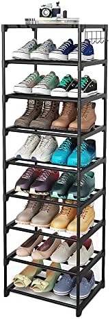 Caitlyn Small 9 Tier Tall Narrow Shoe Rack for Entryway, Vertical Free Standing Shoe Rack Organizer, Space-Saving, Sturdy Metal Shoe Shelf