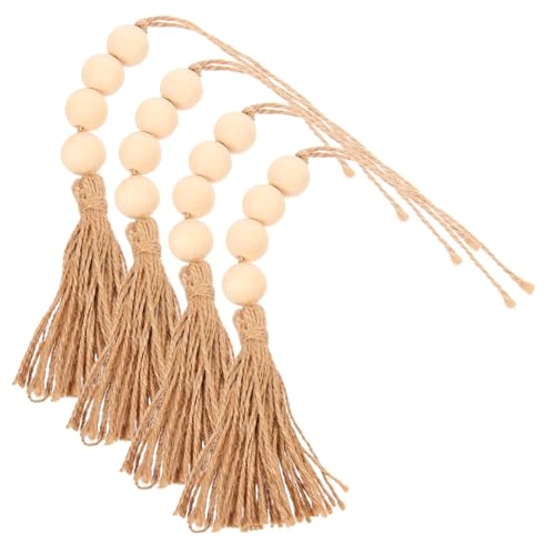 COHEALI 4個木製ビーズ流蘇付き 装飾 ラル風ウッドビーズガード ホー ン 用