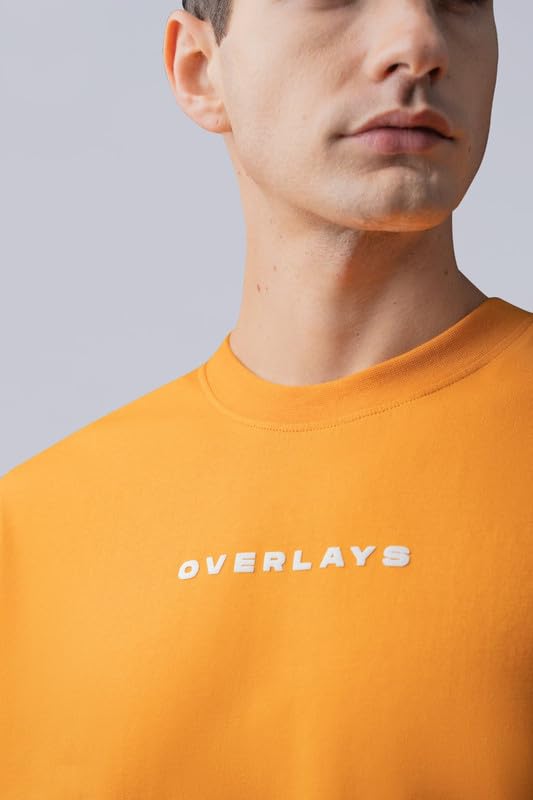 Image of Overlays Men's Free Spirit Relaxed Fit T-Shirt | Cotton | Regular Fit Tshirt for Men | Round Neck |Half Sleeves |Orange |