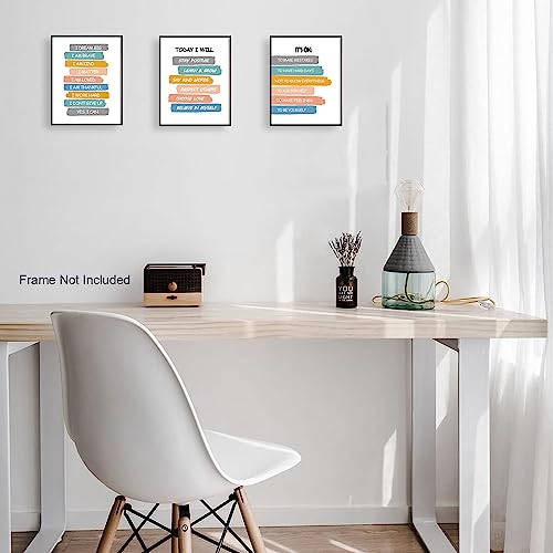 Positive Affirmations Poster For Kids - Classroom Decor - Kids Encouragement Wall Art - Motivational Inspirational Wall Decor For Boys' Girls' Bedroom Nursery - Unframed Prints Set Of 3 (8" X 10") #TOP2