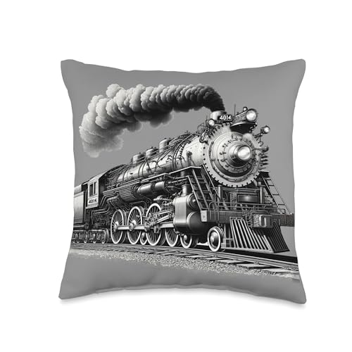 Steam Locomotive Train Vintage 1940s Style Engine Railroad Throw Pillow