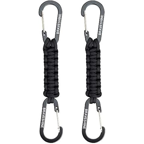 BRAVESHINE 2 Pack Paracord Keychain, Outdoor Carabiner Hanging Hooks Parachute Cord Mommy Clip Hook Stroller Hooks for Water Bottle, Keys, Backpack, Hanging Tools, Knife, Flashlight, Camping, Hiking Cover