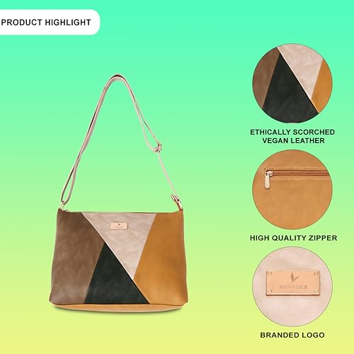 Image of Valerie Color Block Sling Bag | Single Shoulder Bag | A Right Choice For Your Stuff | Made With Vegan Leather | Adjustable Sling Strap |Crossbody Bag For Girls & Women