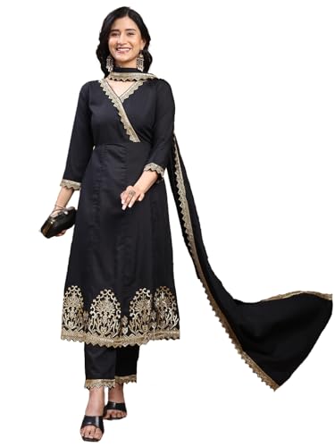 Ensemble Anarkali d'exception : kurta femme en soie brodée et son dupatta chic
