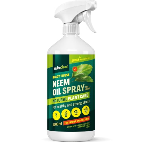 WoldoClean Aceite de Neem Spray 1000 ml natural - Solución lista para usar, Niem con emulsionante, prensado en frío, sin OGM, rellenable