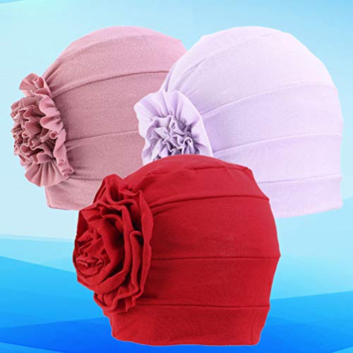 ARTIBETTER 3Pcs Mulheres Turbantes Muçulmanos Lenço de Cabeça Muçulmano Plissado Gorro Turbante Envo