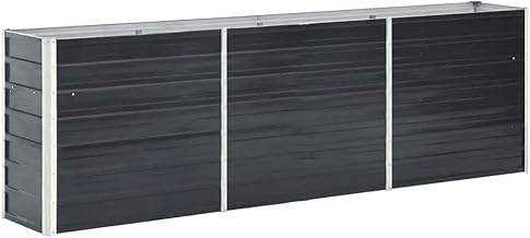 vidaXL Garden Raised Bed, Galvanised Steel, Anthracite, 240x40x77 cm, Rectangular Outdoor Patio Planter, Flowe Herb and Vegetable Box, Open Bottom, Lawn and Garden, DIY Raised Bed
