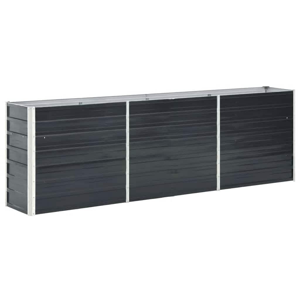 vidaXL Garden Raised Bed, Galvanised Steel, Anthracite, 240x40x77 cm, Rectangular Outdoor Patio Planter, Flowe Herb and Vegetable Box, Open Bottom, Lawn and Garden, DIY Raised Bed