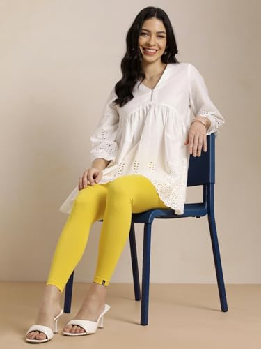 Image of TWIN BIRDS Super Stretchable Cotton Elasthane Fabric Ankle Length Leggings for Women