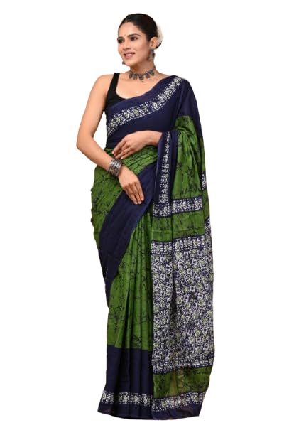 Cotton Mulmul Hand Block Printed Saree for Women – Soft & Lightweight Saree with Unstitched Blouse Piece-picture-16