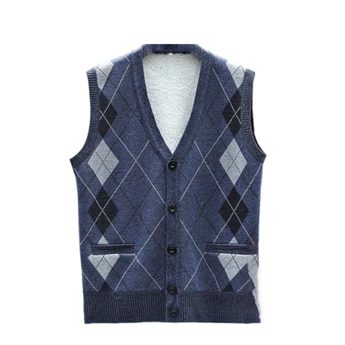 Men Solid Wool Cardigan Vest V Neck Loose Thick 100 Percent Wool Sweater Fall Winter