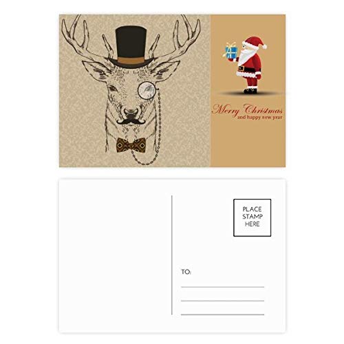 Cartes postales barbe et cerf lot de 20 pour vœux de Noël rapides