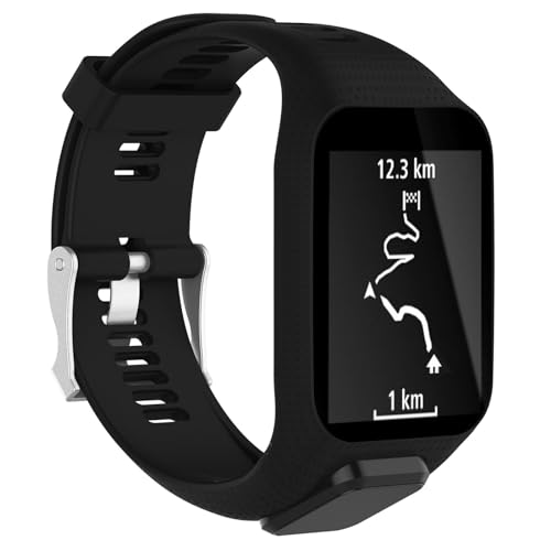 Silikon Armband Kompatibel mit Tomtom Runner 3/Runner 2/Spark 3/Adventurer/Golfer 2, Wasserdicht Weiche Ersatzriemen, Weiches Silikon Ersatzarmband Uhrenarmband Sportarmband für Damen Herren (Schwarz) Silikon Armband Kompatibel mit Tomtom Runner 3/Runner 2/Spark 3/Adventurer/Golfer 2, Wasserdicht Weiche Ersatzriemen, Weiches Silikon Ersatzarmband Uhrenarmband Sportarmband für Damen Herren (Schwarz)