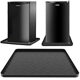 Mini Fridge Silicone Mat,19.7''x19.7''x0.5''-Fridge Drip Tray Concave and convex design is leak-Proof and Non-Slip Perfectly Compatible with Washer, Dryer, Wine Cooler, Dishwasher ect. (Black)