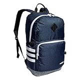 adidas Mochila clássica de 3 listras para homens e mulheres, bolsa com capa para laptop, Collegiate Navy/Jersey Onix Gray/Branco/4.0, One Size, Mochila clássica de 3 listras para homens e mulheres