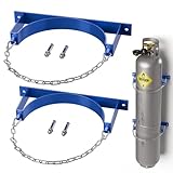 Yingsi-fty 2 Pack Gas Cylinder Wall-Mounted Bracket,Blue Gas Cylinder Fixed Rack,Gas Cylinder Floor Mount Storage Stand,Durable Quality Gas Cylinder Holder with Screws and Safety Chain Supported