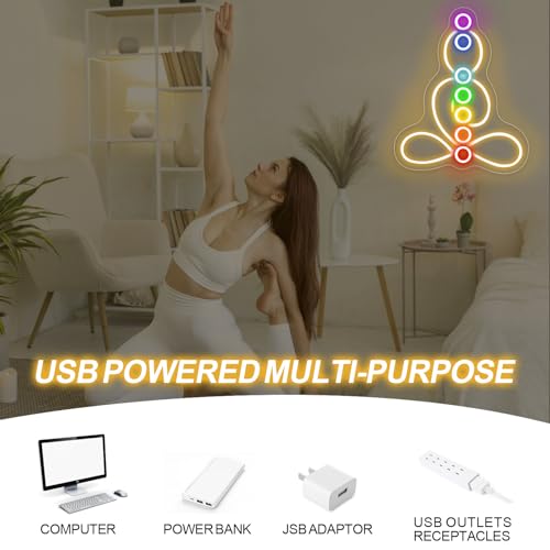 Seven Chakra Meditation Neon Sign for Yoga Studio Reiki Room Wall Decor by mllusxg - Used condition - Image 5