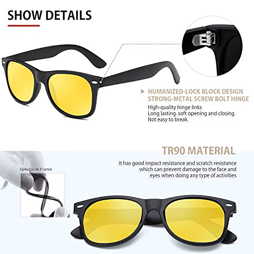 Image of FEIDUSUN Night Vision Glasses for Driving Men Women,Yellow Retro HD Anti Glare Glasses for Night Driving