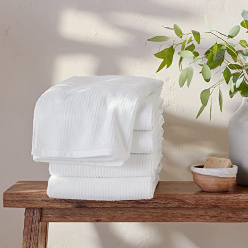 Amazon Aware 100% Organic Cotton Ribbed Bath Towels - Bath Towels, 4-Pack, White #TOP3