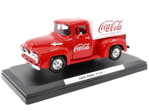 1955 Ford F-100 Pickup Truck Red with White Canopy Drink Coca-Cola 1/24 Diecast Model Car by Motor City Classics by Motorcity Classics - Used condition - US$21.48