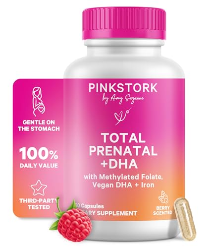 Product Image of the Pink Stork Total Prenatal Vitamins with DHA, Folate, Iron, Choline, and Vitamin...