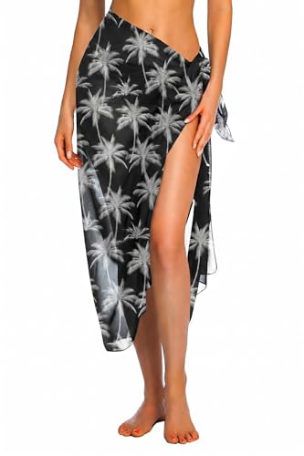 Image of Ekouaer Women Sarong Swimsuit Coverups Chiffon Long Bikini Wraps Sheer Beach Bathing Suit Cover Up