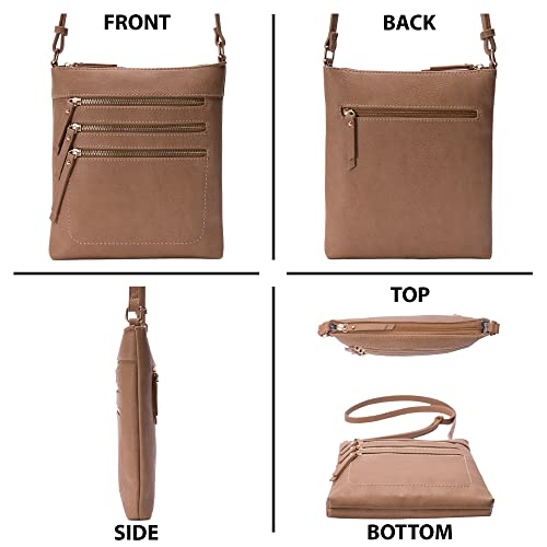Image of Solene Crossbody Bag Functional Multi Pocket Messenger Purse Top Zip Closure Shoulder Handbag With Adjustable Strap