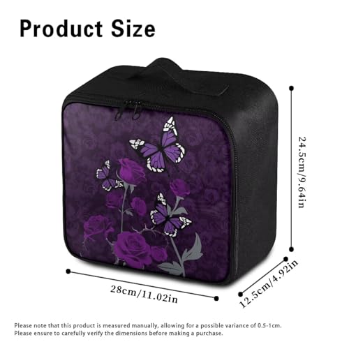 Image of Gomyblomy Purple Rose Butterfly First Aid Kit Bag for Home Car First Aid Kit Empty Emergency Kit Portable Travel Medical Supplies Storage Pouch Medicine Bag for Hiking Camping
