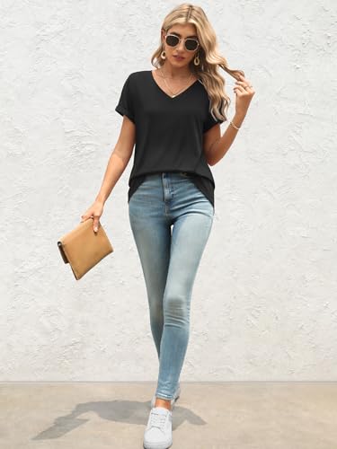 ATHMILE T Shirts Short Sleeve V Neck Tees for Women Fashion Tops Trendy Lightweight Casual Summer Outfits Clothes 2025 Beach - Image 4