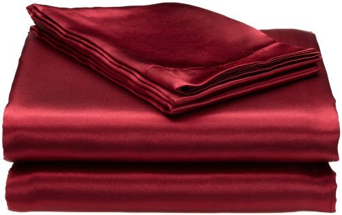 EliteHomeProductsEHP Super Soft and Silky Satin Sheet Set (Solid/Deep Pocket) Twin XL Red