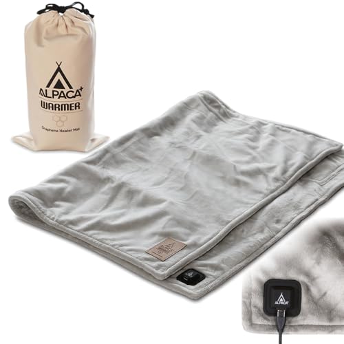 【ALPACA PLUS(アルパカプラス)公式ストア】掛敷USB電気毛布 グラフェン発熱素材、12W省電力、3段階温度調整、軽量60x90cm、丸洗い可能、ふわとろマイクロファイバー (ライトグレー)