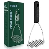 Beneno Stainless Steel Wire Potato Masher, Heavy Duty Sturdy Easy Grip Masher Kitchen Tools with Non-Slip Soft Rubber Handle, Effortless Mashing Tool for Potatoes, Avocados, Dishwasher Safe, Rustproof