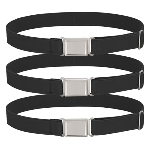 VONMELLI 3 pack Kids Adjustable Magnetic Belt Boys Girls Easy Clasp Stretchy Belt for School Uniform Pants