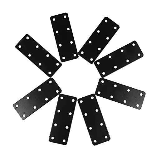 NAMOARLY 8pcs Corner Code Straight Brace Bracket Mending Plate Furniture Repair Plate Heavy Duty Flat Bracket Hardware Brackets Right Angle Bracket Straight Corner Brace Bracket Black Iron