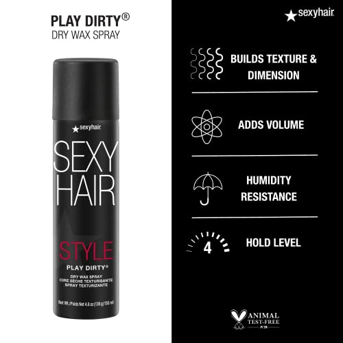 Sexyhair Style Play Dirty Dry Wax Spray, 4.8 Oz | Body And Dimension | Helps Achieve Second-Day Look | All Hair Types #TOP5