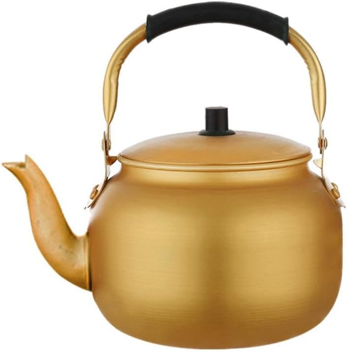 Qianly Gold Tea Kettle Tea Pot Ergonomic Handle Coffee Pot Lightweight Large Capacity Water Kettle for Kitchen Hiking Household Camping Outdoor, 8L
