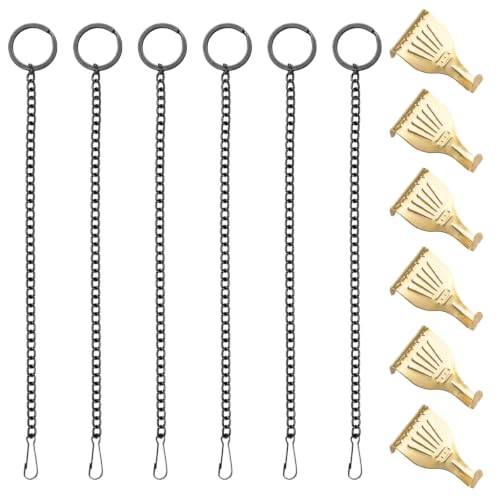 Image of Picture Hanging Kit 6Pcs Rail Hooks & 6Pcs Chains, Metal Picture Display Hanging System for Wall Pictures, Exhibition(Black+Gold,1M)