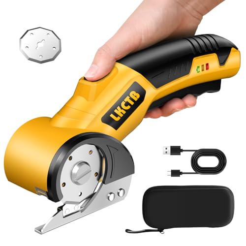 LKCTB Electric Scissors, Cardboard Cutter, With LED Light, High-Efficiency Brushless Motor, 2000mAh Battery, Tungsten Steel Blade, Suitable for Cloth, Cardboard, Leather, Carpet