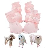 Yeduzyn 4Pcs Waterproof Dog Boots Dog Shoes for Snow and Rain Teddy Pomeranian Bichon Small Dogs (Pink, Medium)